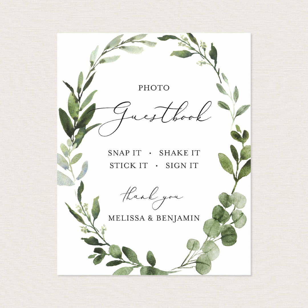 Foliage Wedding Photo Guestbook Sign Printable
