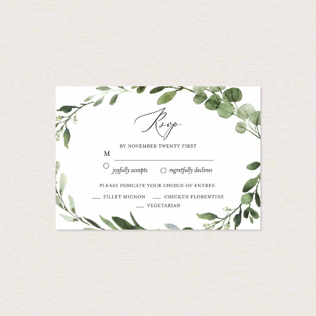 Foliage Wedding RSVP Card Printable