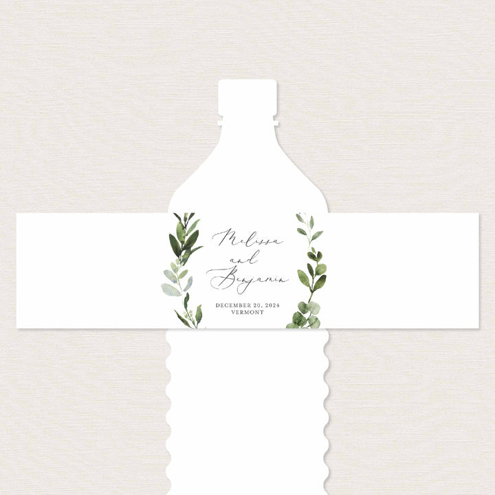 Foliage Wedding Water Bottle Label Printable