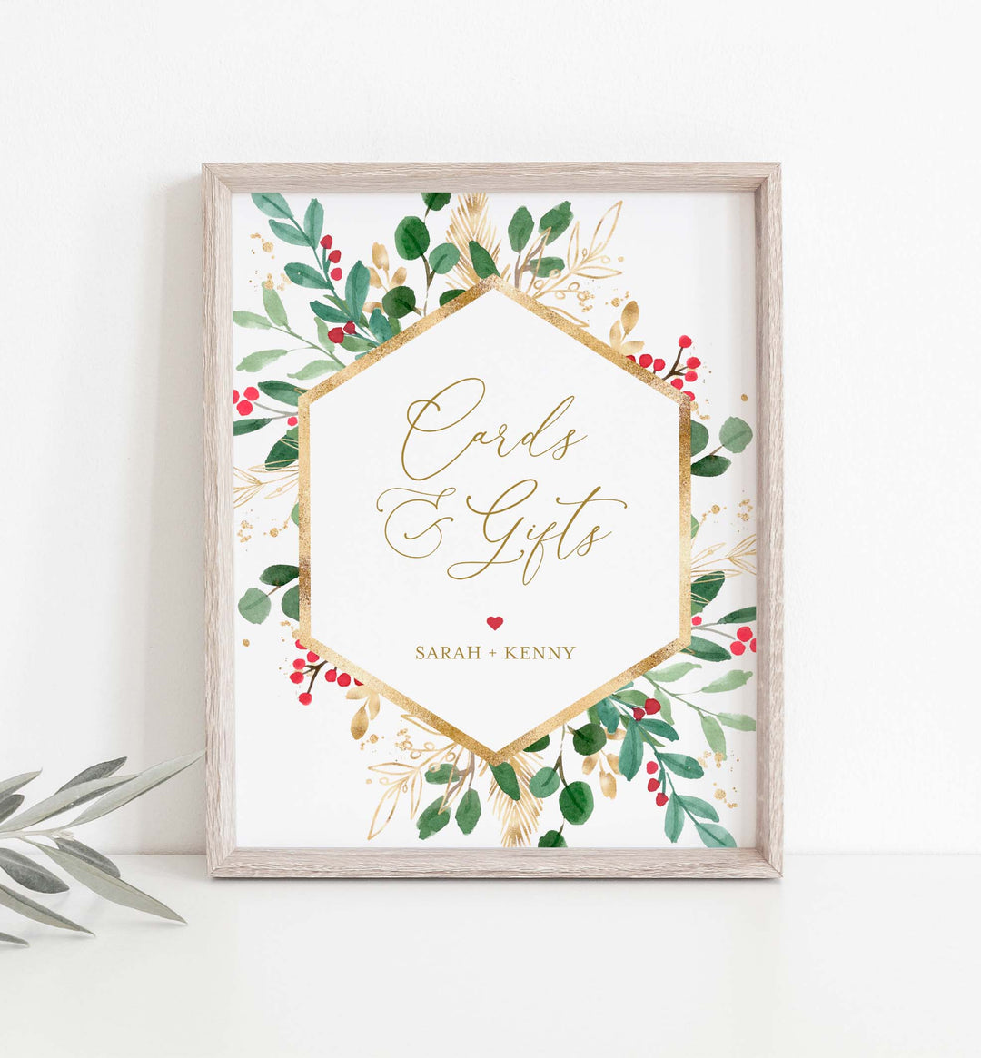 Winter Berry Wedding Cards and Gifts Sign Printable