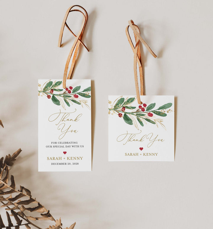 Winter Berry Wedding Favour Tag Printable
