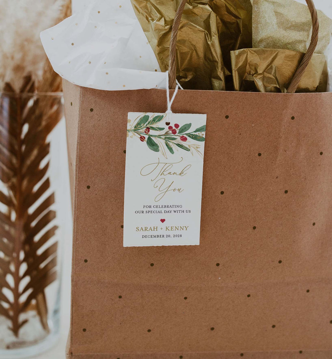 Winter Berry Wedding Favour Tag Printable