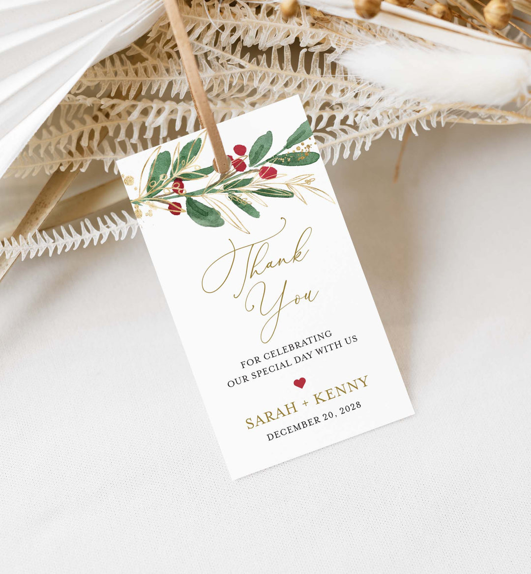 Winter Berry Wedding Favour Tag Printable