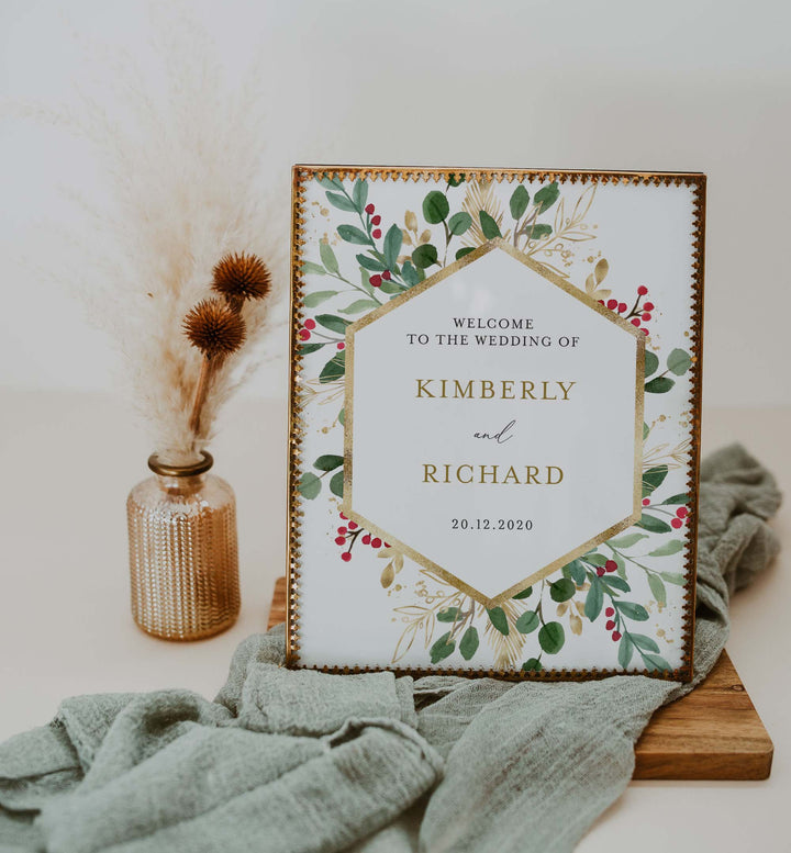 Winter Berry Wedding Welcome Sign Printable