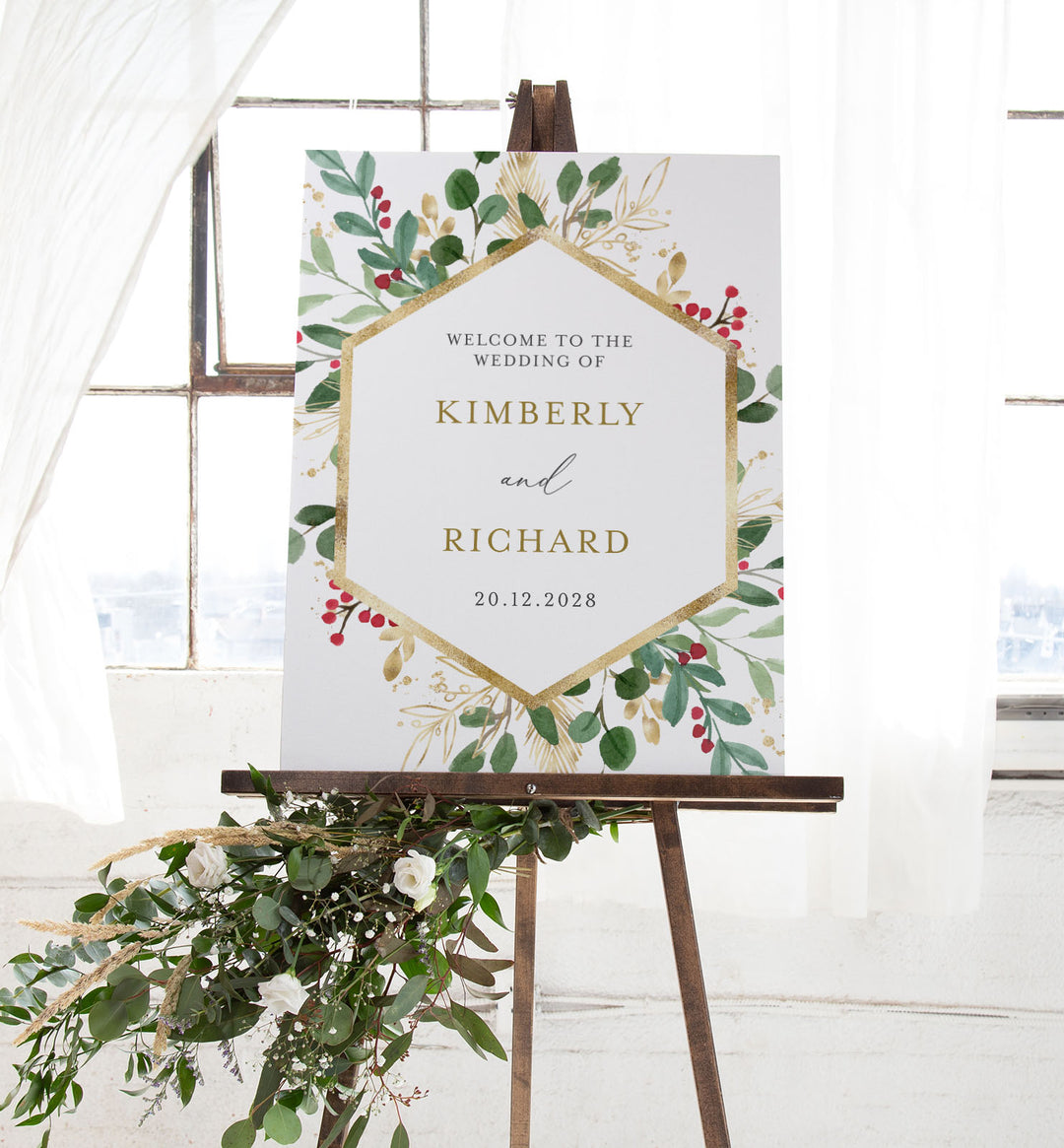 Winter Berry Wedding Welcome Sign Printable