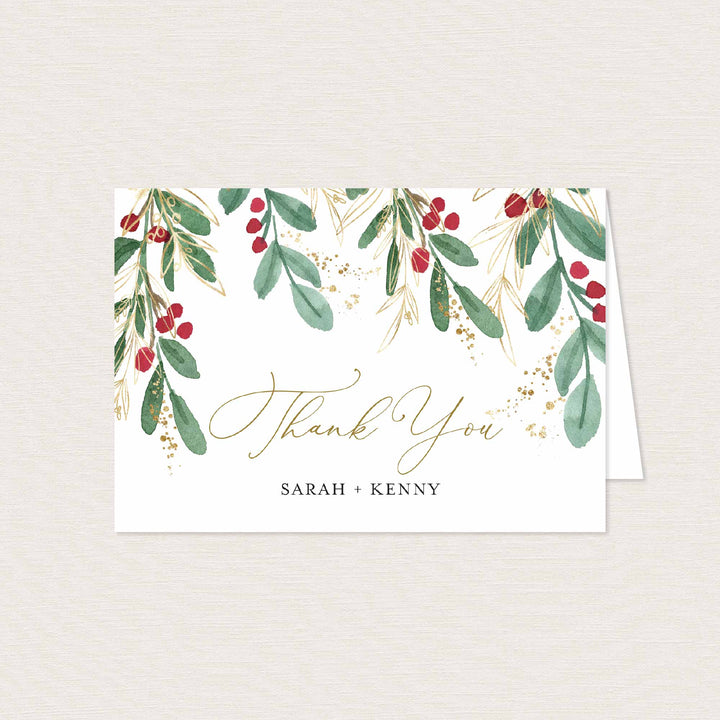 Winter Berry Wedding Thank You Card Printable