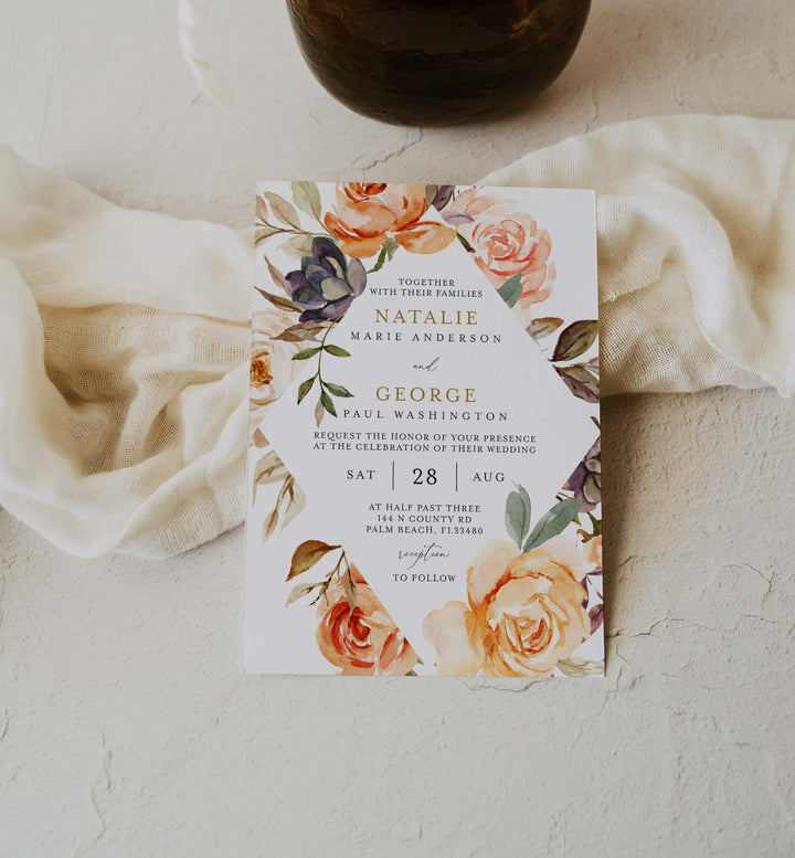 Autumn Garden Wedding Invitation Printable