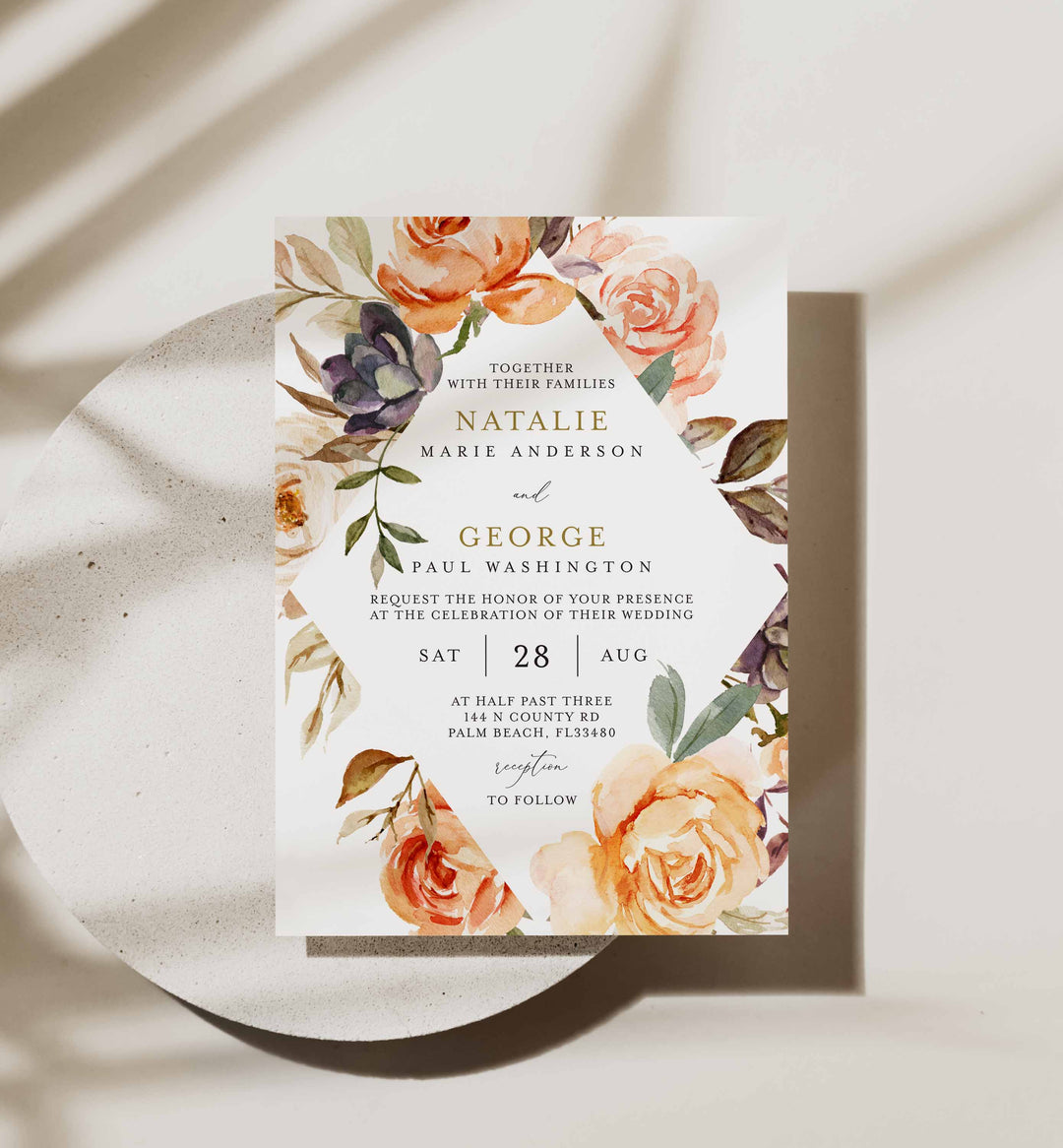 Autumn Garden Wedding Invitation Printable