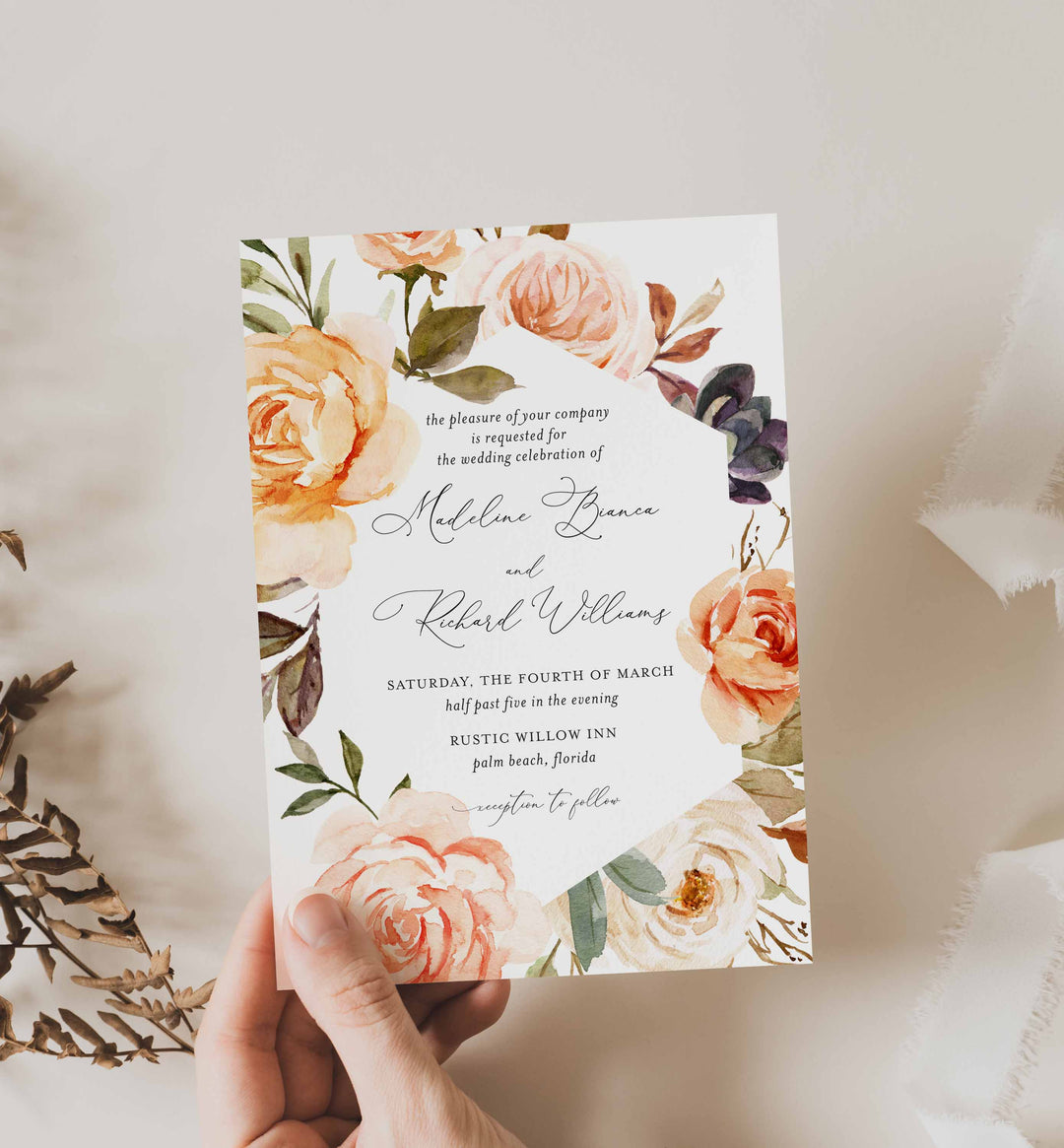 Autumn Garden Wedding Invitation Printable