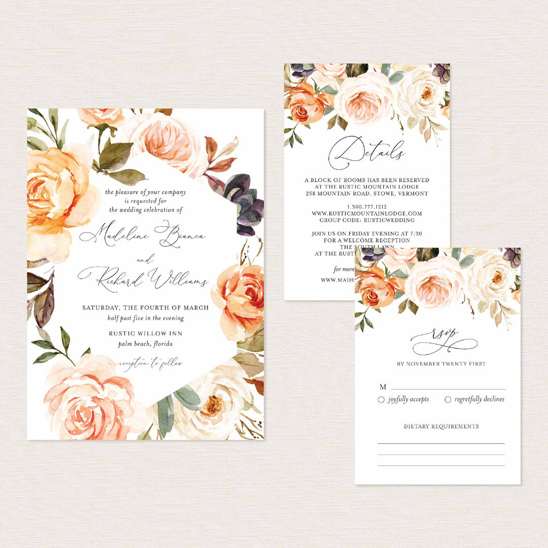 Autumn Garden Wedding Suite Printable