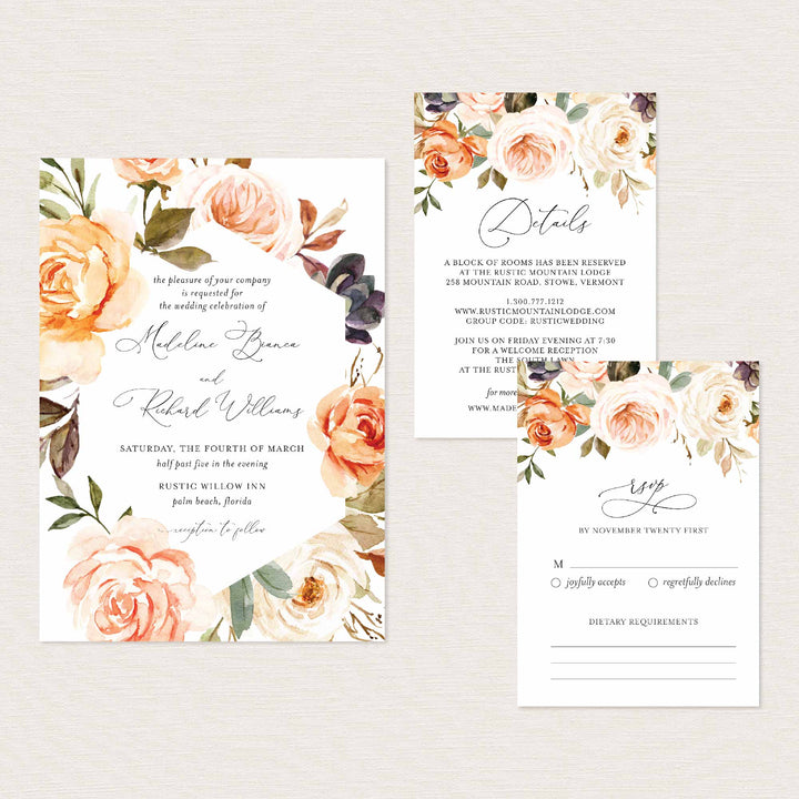 Autumn Garden Wedding Suite Printable