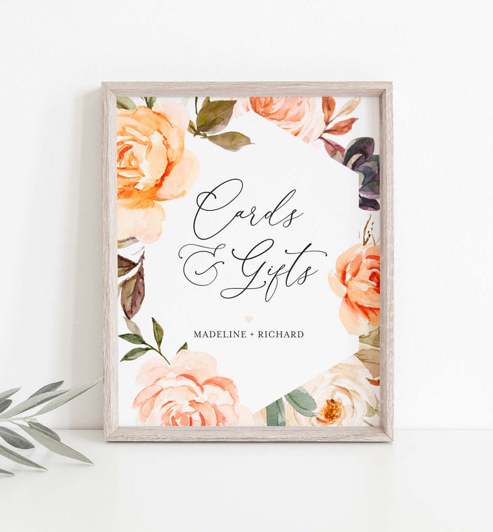 Autumn Garden Wedding Cards and Gifts Sign Printable