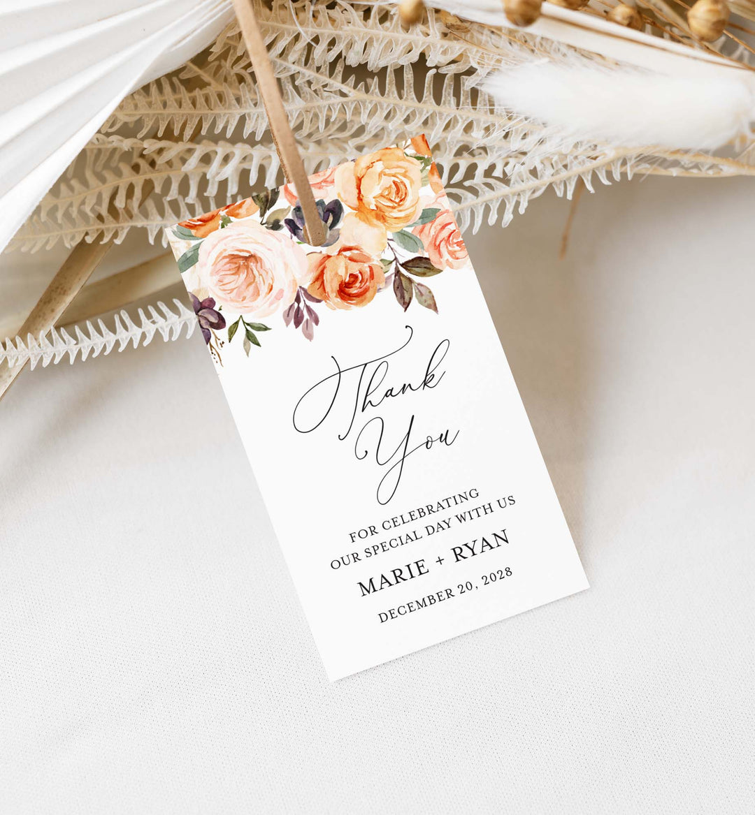 Autumn Garden Wedding Favour Tag Printable