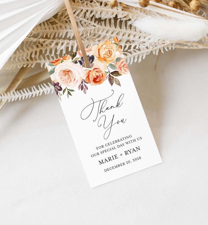 Autumn Garden Wedding Favour Tag Printable