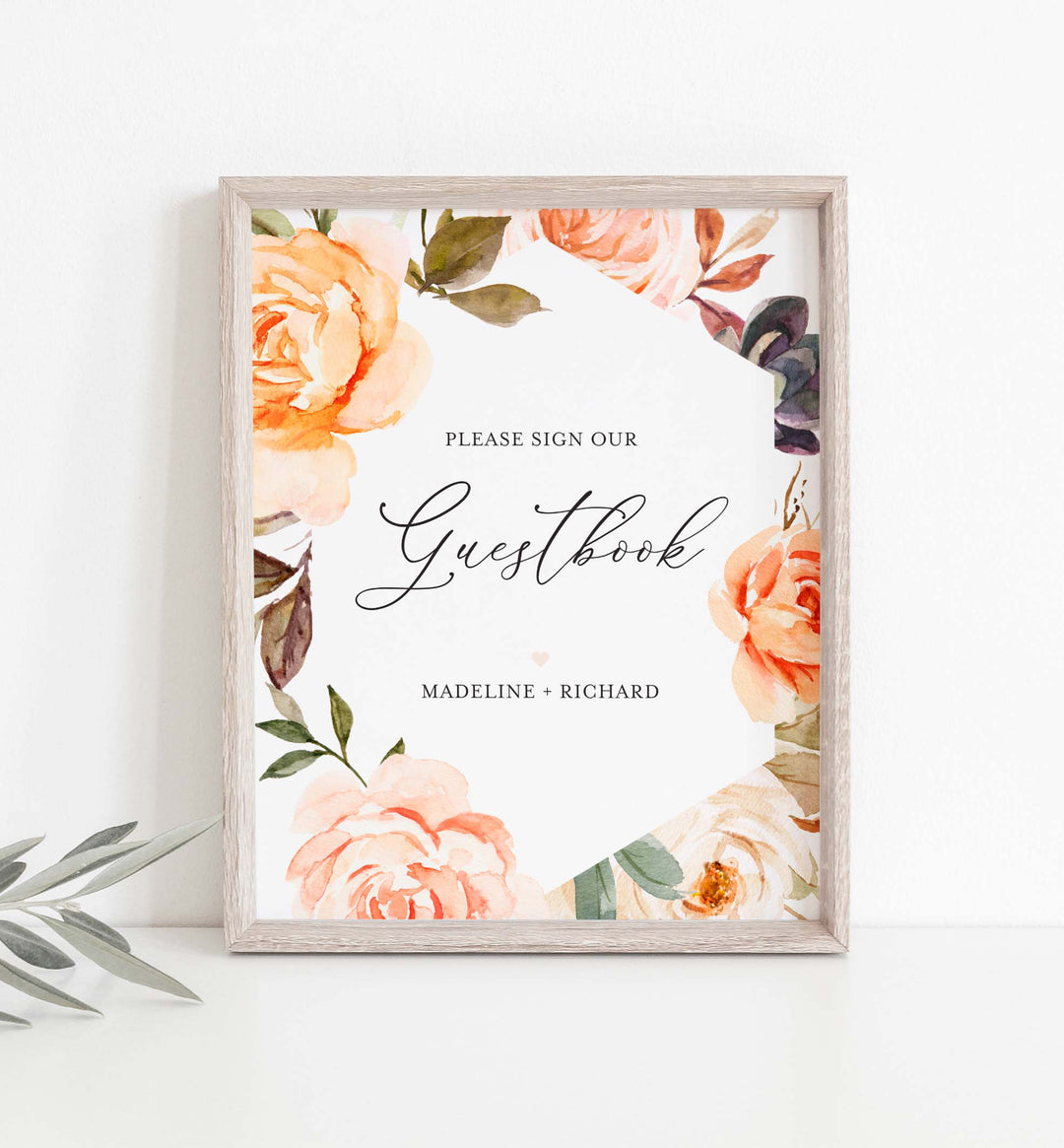 Autumn Garden Wedding Guestbook Sign Printable