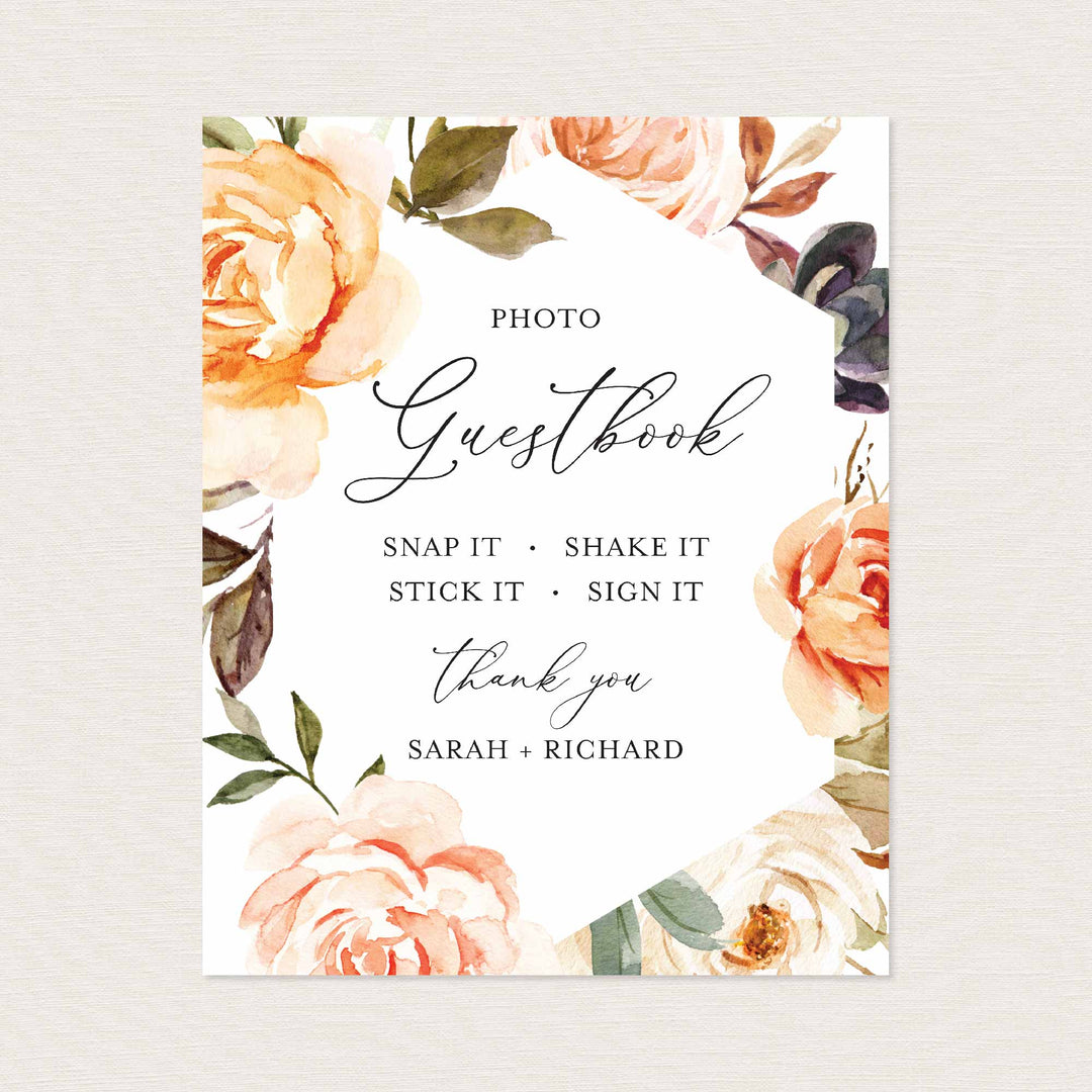 Autumn Garden Wedding Photo Guestbook Sign Printable