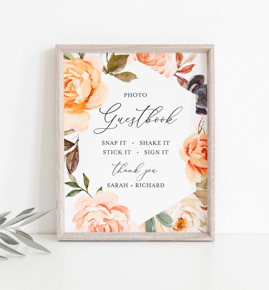 Autumn Garden Wedding Photo Guestbook Sign Printable