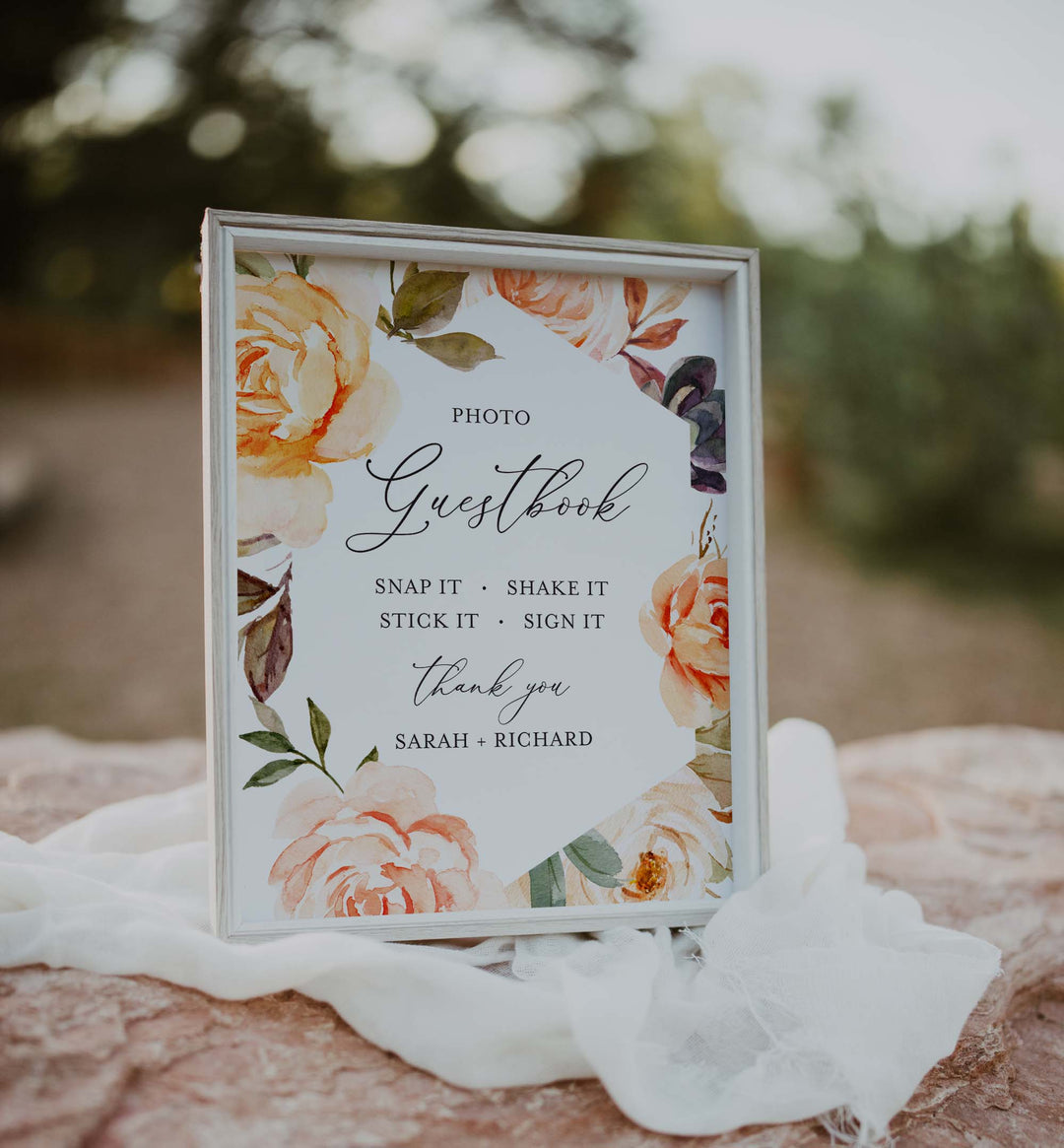 Autumn Garden Wedding Photo Guestbook Sign Printable