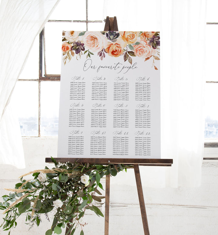 Autumn Garden Wedding Seating Chart Sign Printable