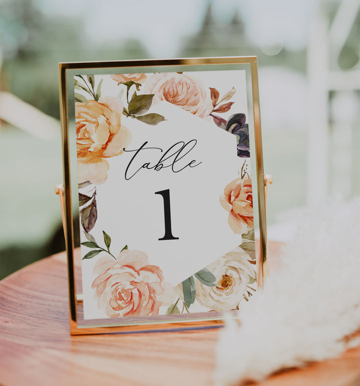 Autumn Garden Wedding Table Number Printable