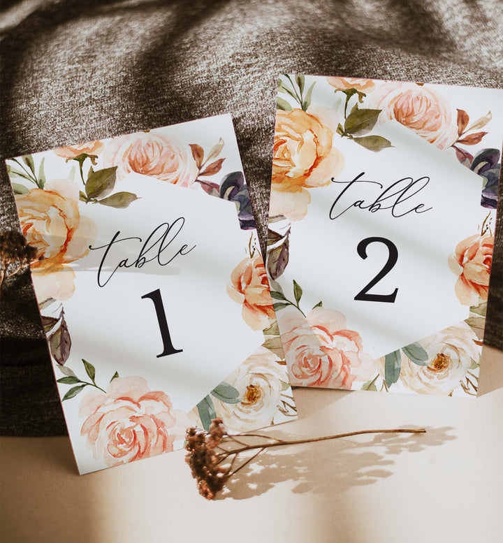 Autumn Garden Wedding Table Number Printable