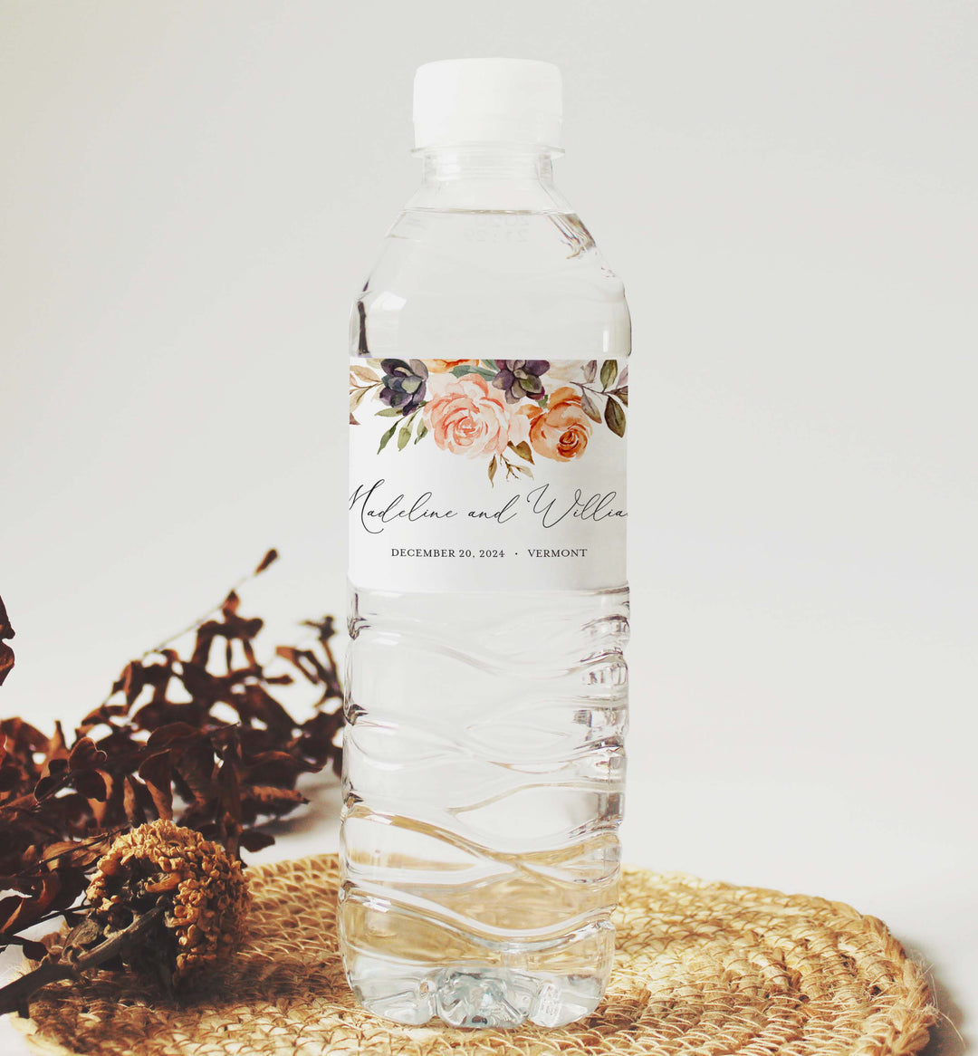 Autumn Garden Wedding Water Bottle Label Printable