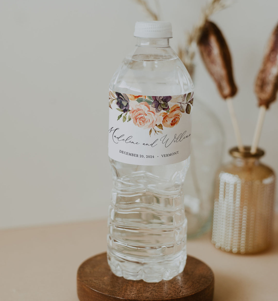 Autumn Garden Wedding Water Bottle Label Printable
