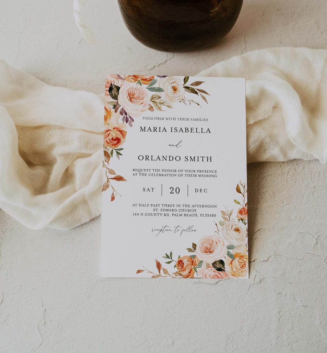 Autumn Garden Wedding Invitation Printable