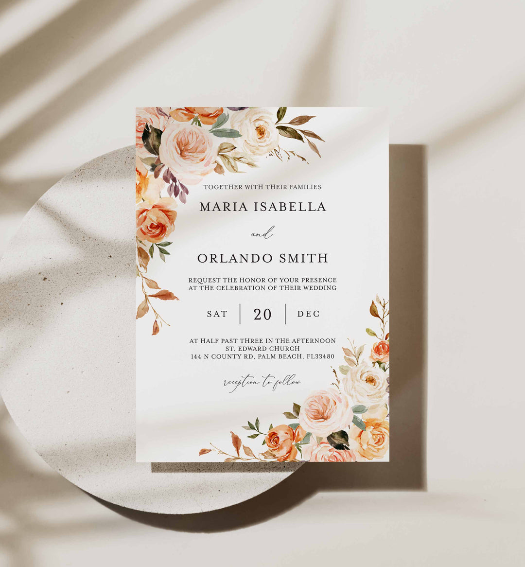 Autumn Garden Wedding Invitation Printable