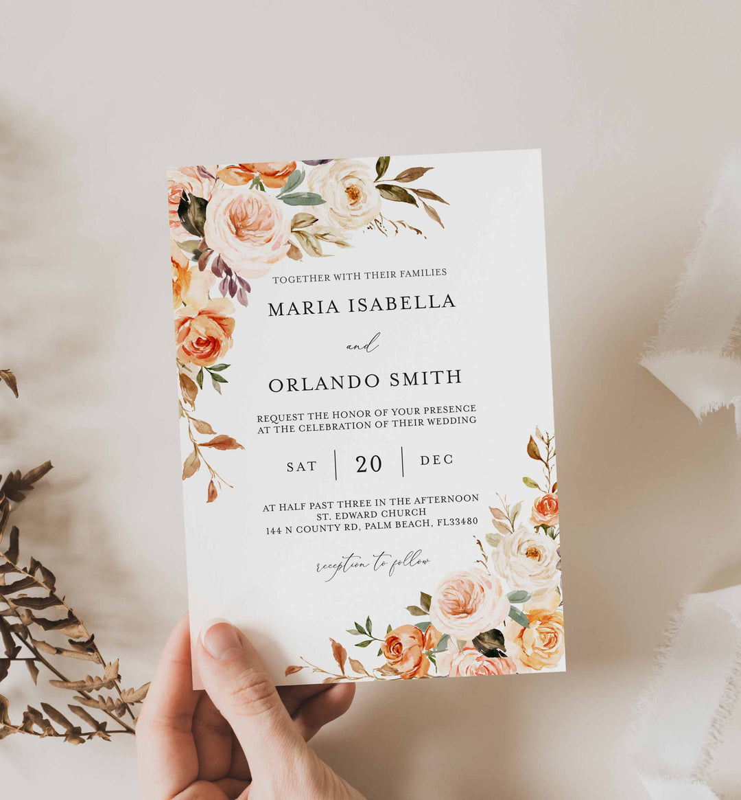 Autumn Garden Wedding Invitation Printable