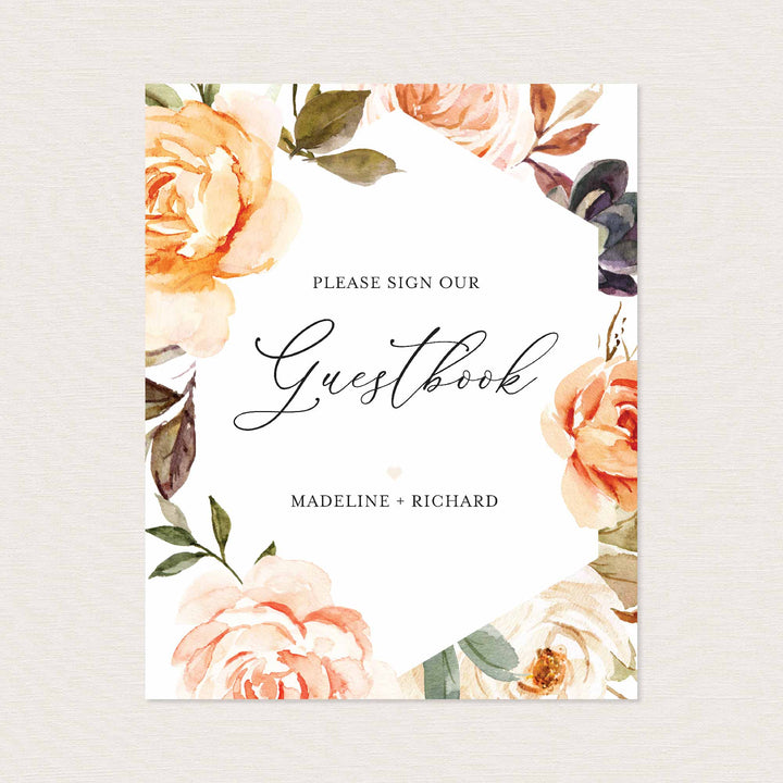 Autumn Garden Wedding Guestbook Sign Printable