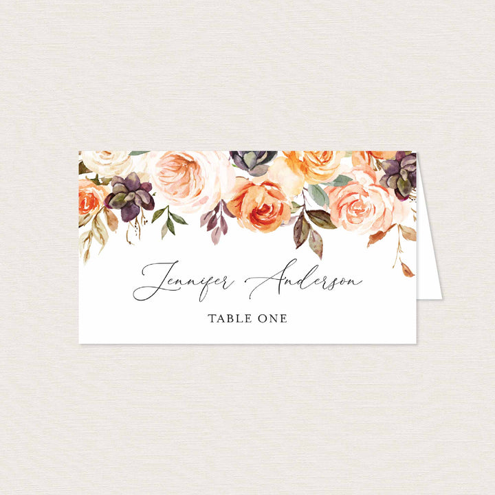 Autumn Garden Wedding Place Card Printable