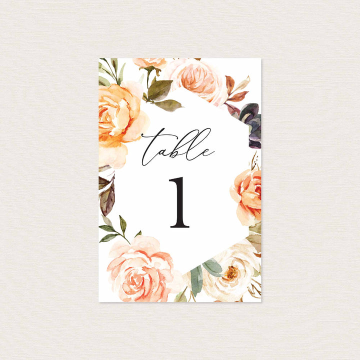 Autumn Garden Wedding Table Number Printable