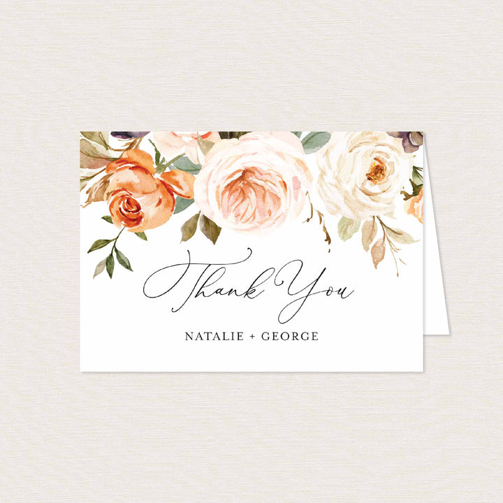 Autumn Garden Wedding Thank You Card Printable