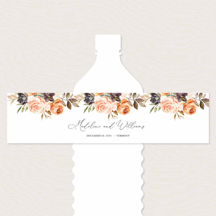 Autumn Garden Wedding Water Bottle Label Printable