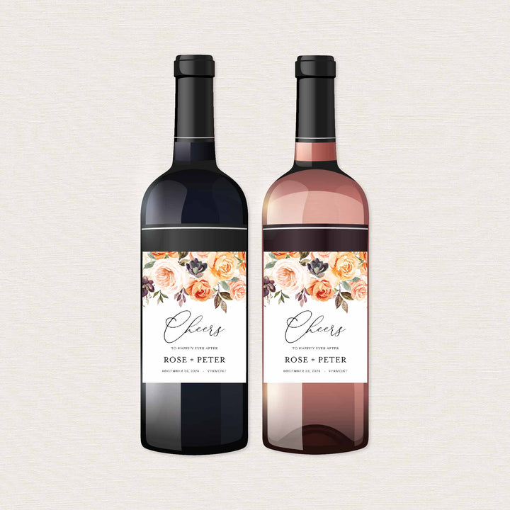 Autumn Garden Wedding Wine and Champagne Label Printable