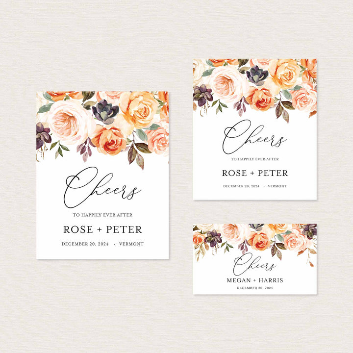 Autumn Garden Wedding Wine and Champagne Label Printable