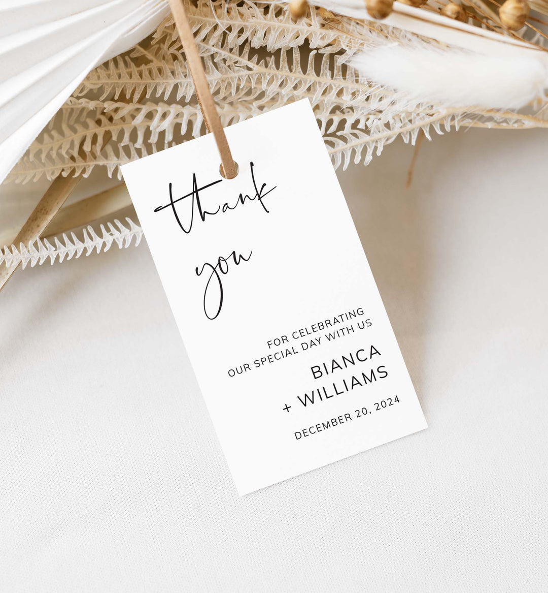 Modern Minimal Wedding Favour Tag Printable
