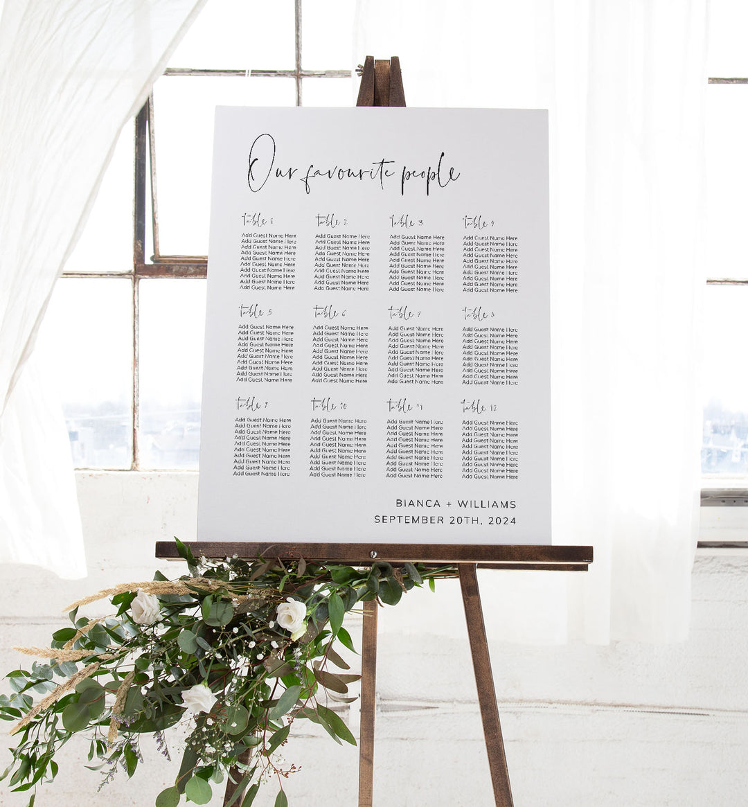 Modern Minimal Wedding Seating Chart Sign Printable