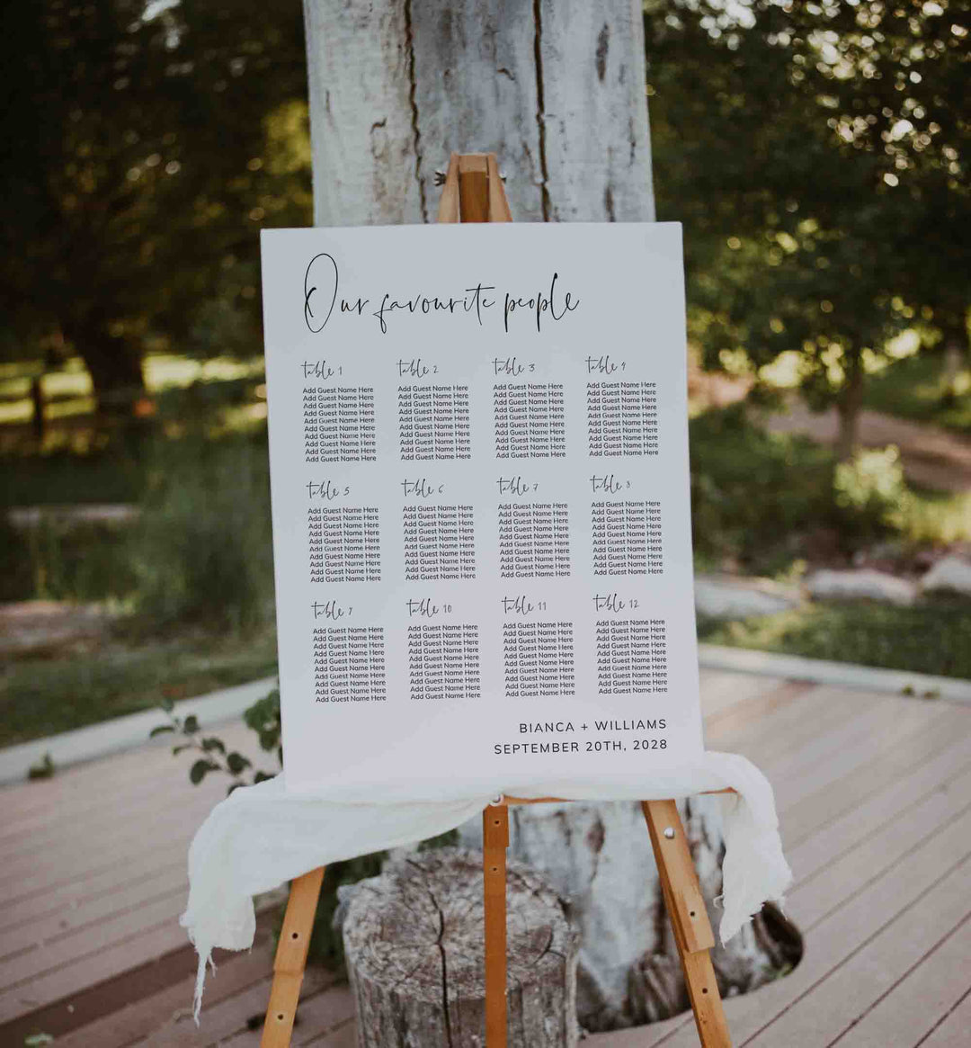 Modern Minimal Wedding Seating Chart Sign Printable