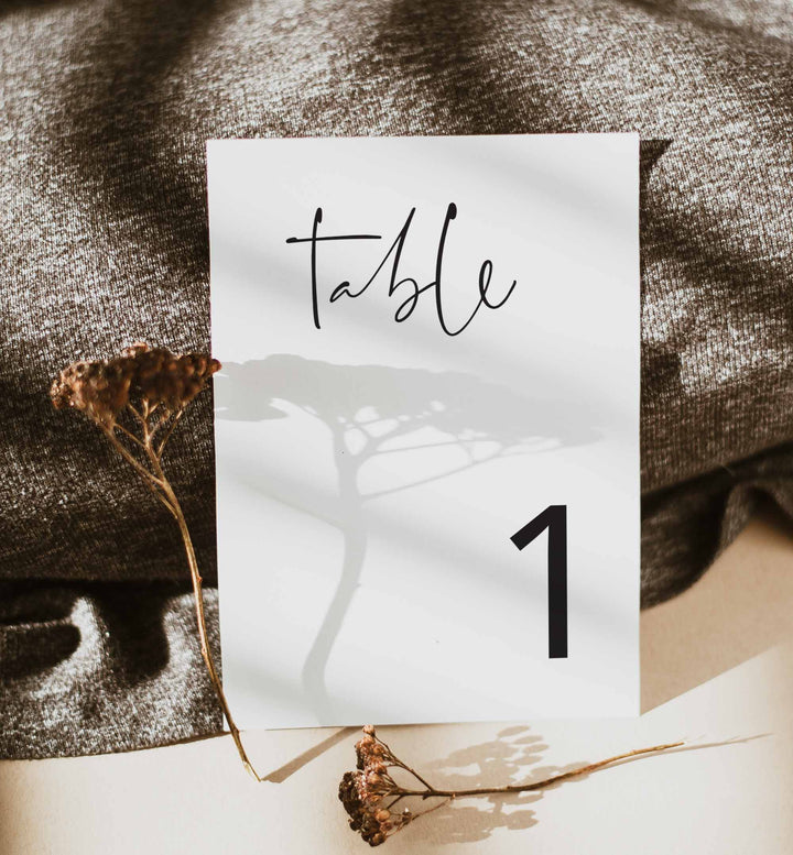 Modern Minimal Wedding Table Number Printable