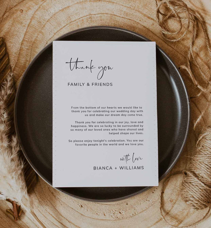 Modern Minimal Wedding Thank You Note Printable