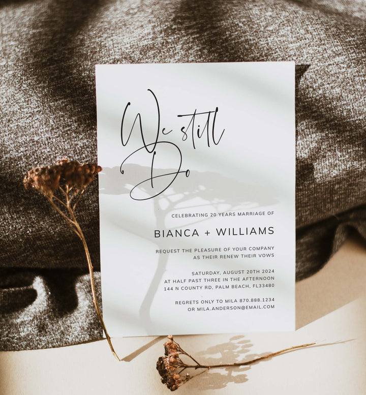 Modern Minimal Wedding Vow Renewal Invitation Printable