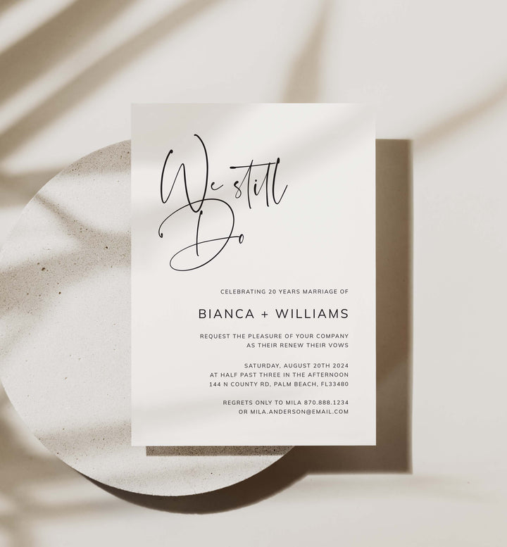 Modern Minimal Wedding Vow Renewal Invitation Printable