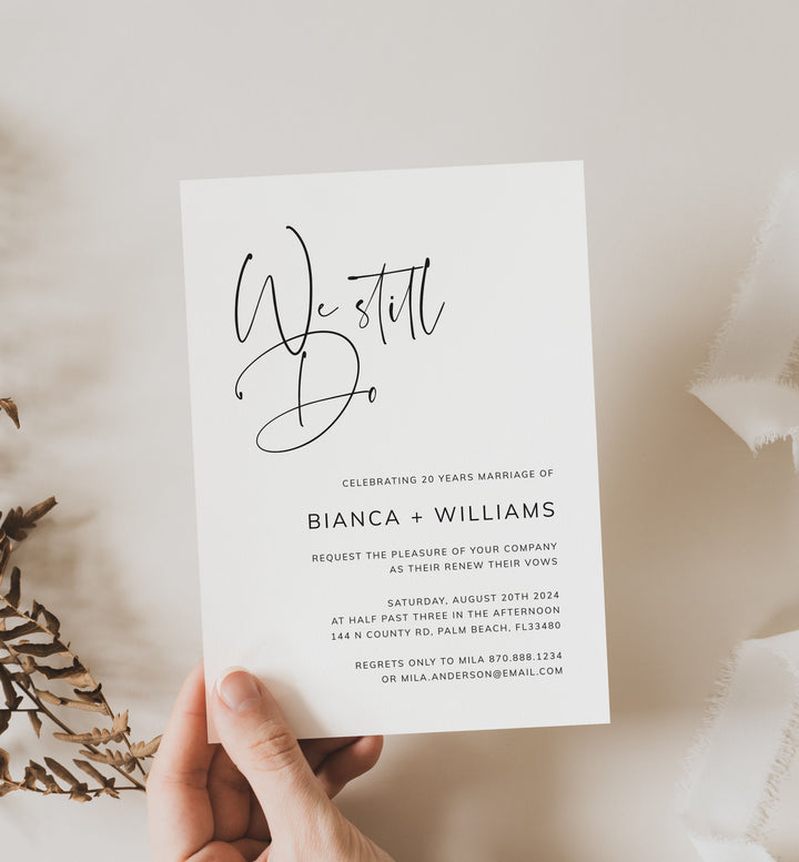 Modern Minimal Wedding Vow Renewal Invitation Printable
