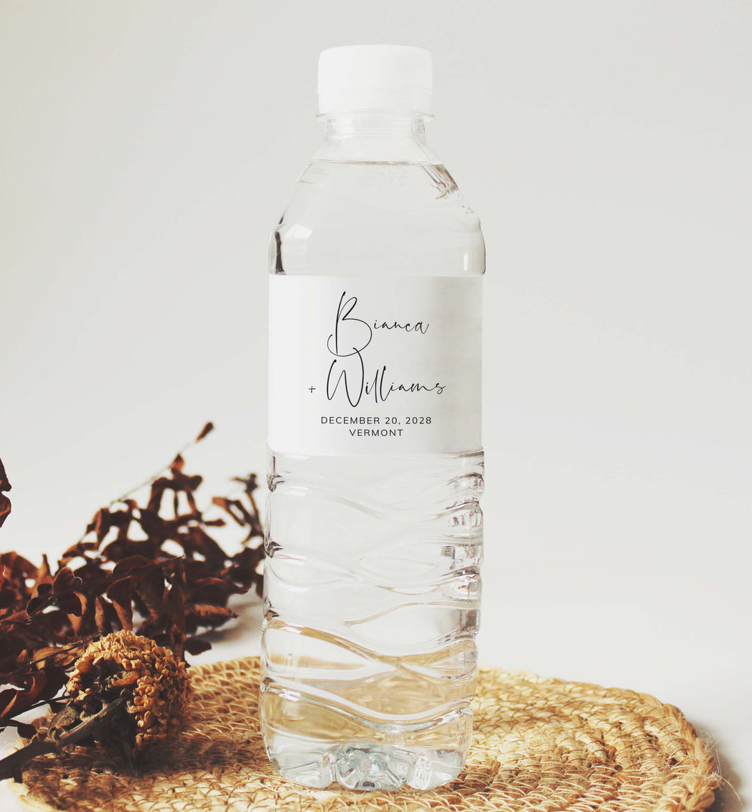 Modern Minimal Wedding Water Bottle Label Printable