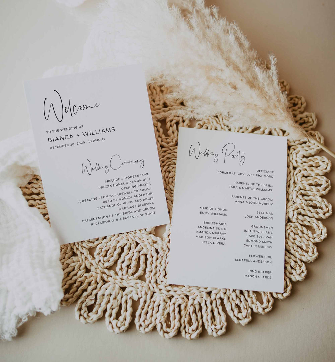 Modern Minimal Fan Wedding Program Printable