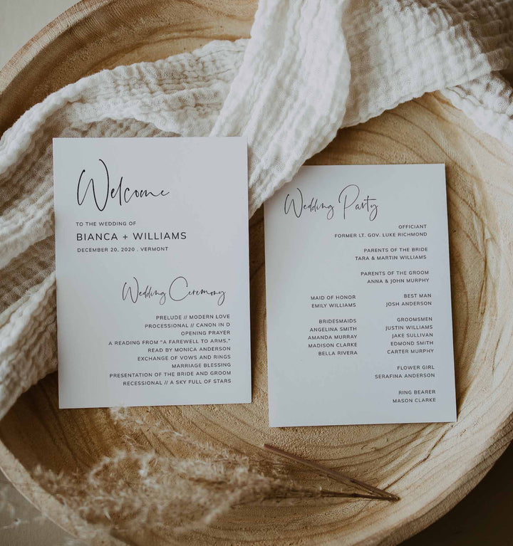 Modern Minimal Fan Wedding Program Printable