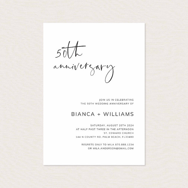 Modern Minimal Wedding Anniversary Invitation Printable