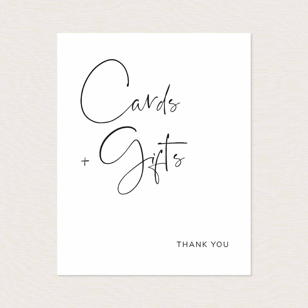 Modern Minimal Wedding Cards and Gifts Sign Printable
